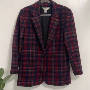Red Plaid Wool Blend Jacket Size 4 By RemarkS